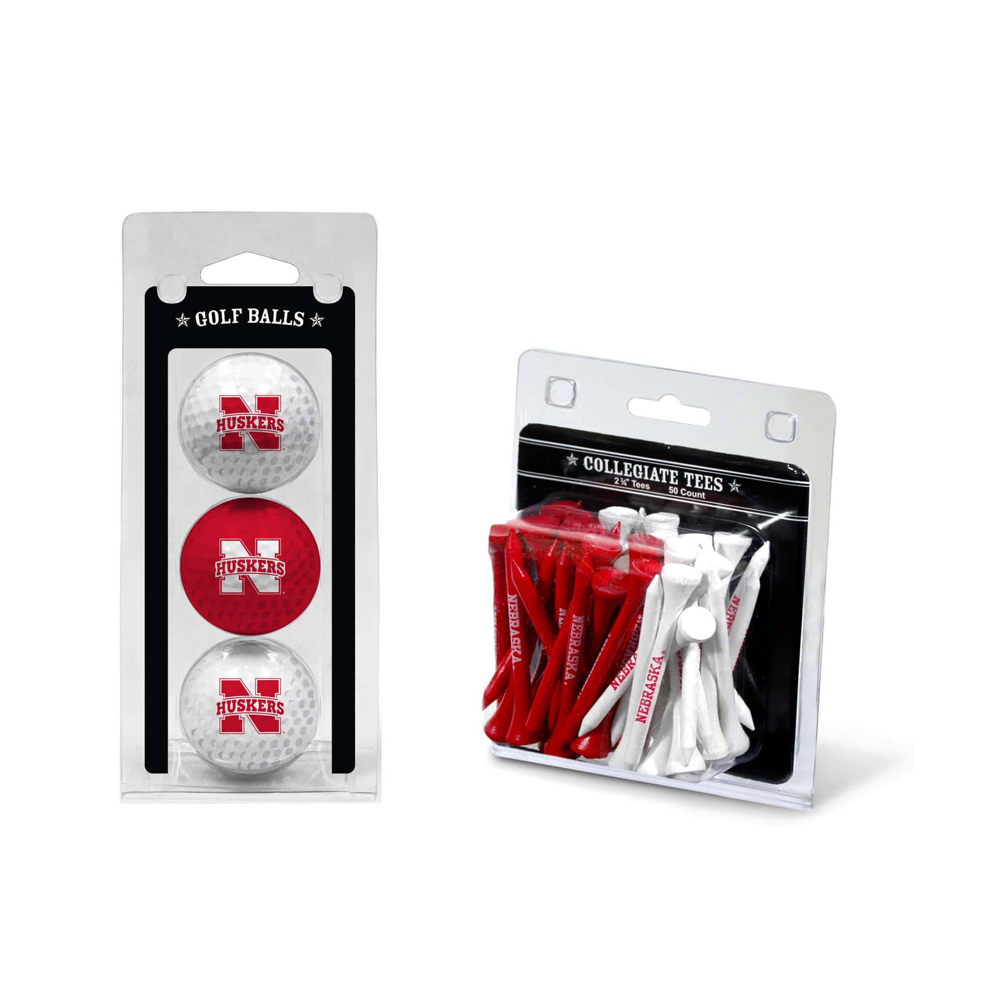Team Golf - Nebraska Huskers 3-Golf Ball & 50-Golf Tee Set - Multicolor