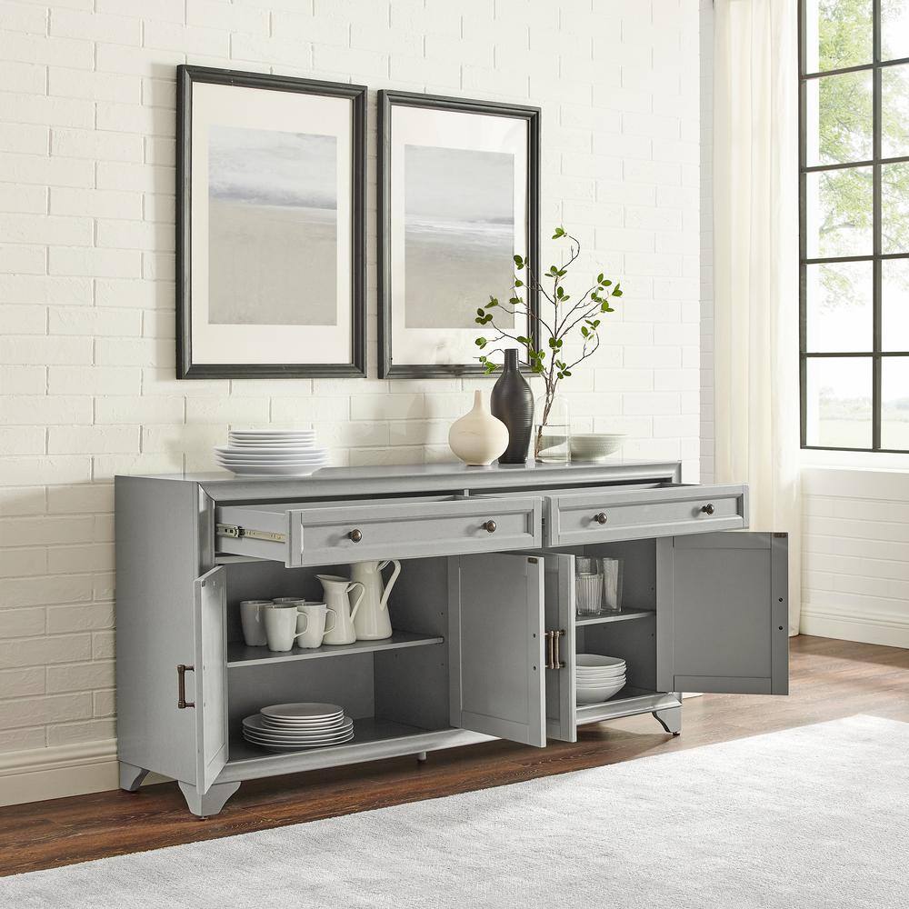 Alt View 6. Crosley Furniture - Tara Sideboard - Distressed Gray.