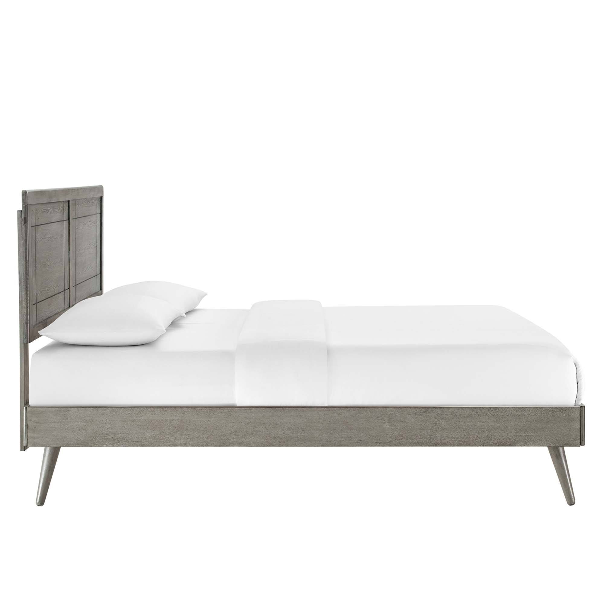 Alt View 2. Modway - Leah Chevron Tufted Performance Velvet Queen Platform Bed - Blue.