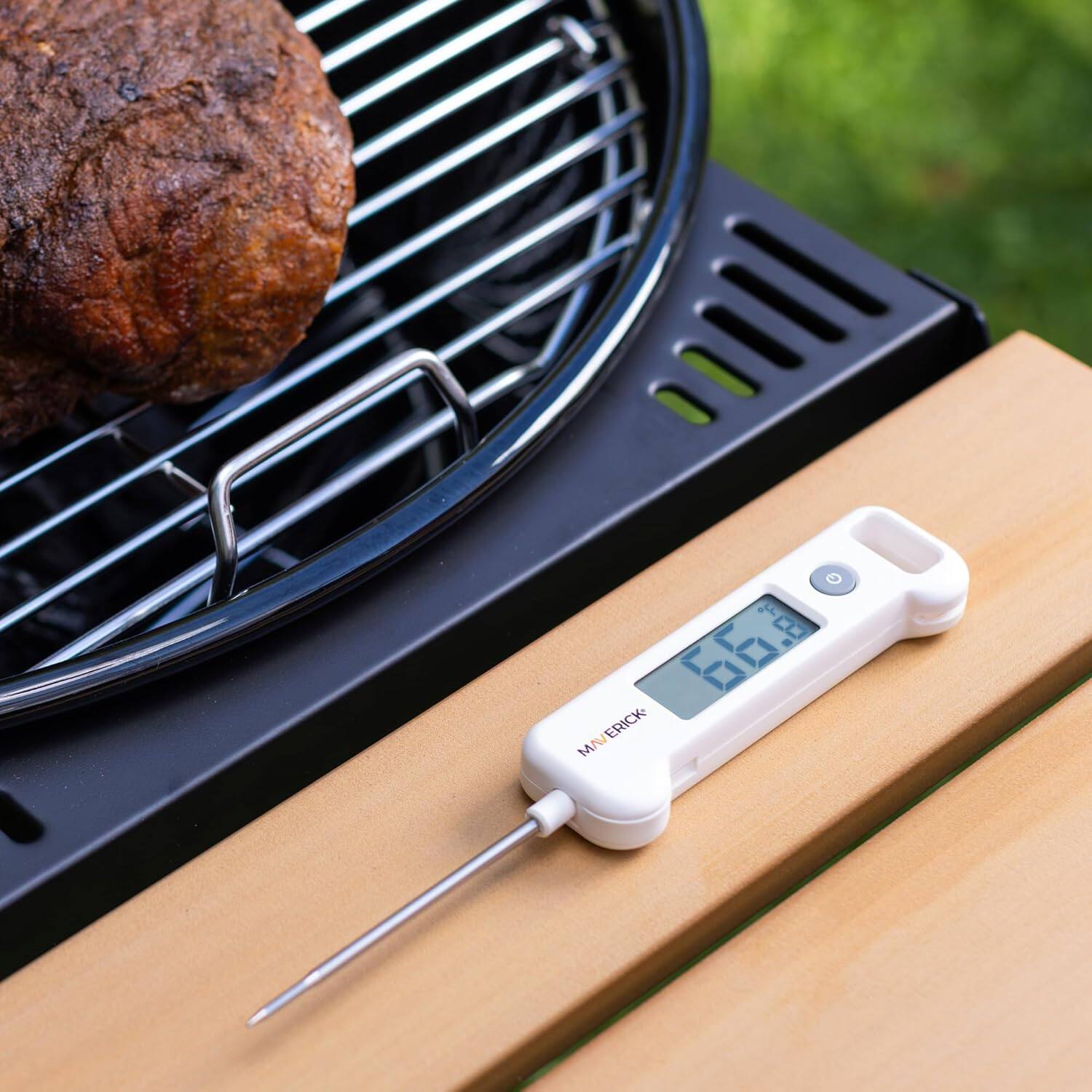 Back. Maverick - Folding Probe Digital Thermometer - White.