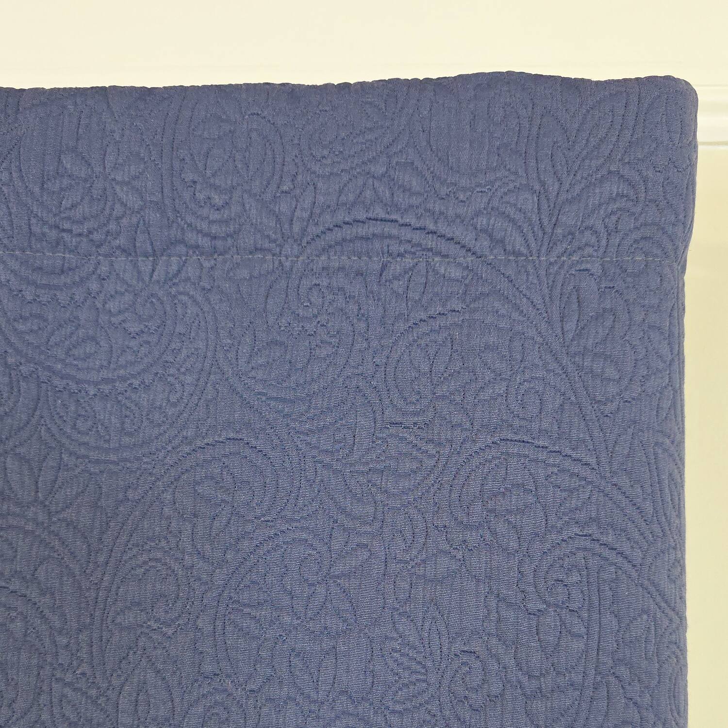 Back. RLF Home - RLF Home 100% Cotton Quilted Matelassé Regal Lined Window Valance 50" x 17" Light Blue - Light Blue.