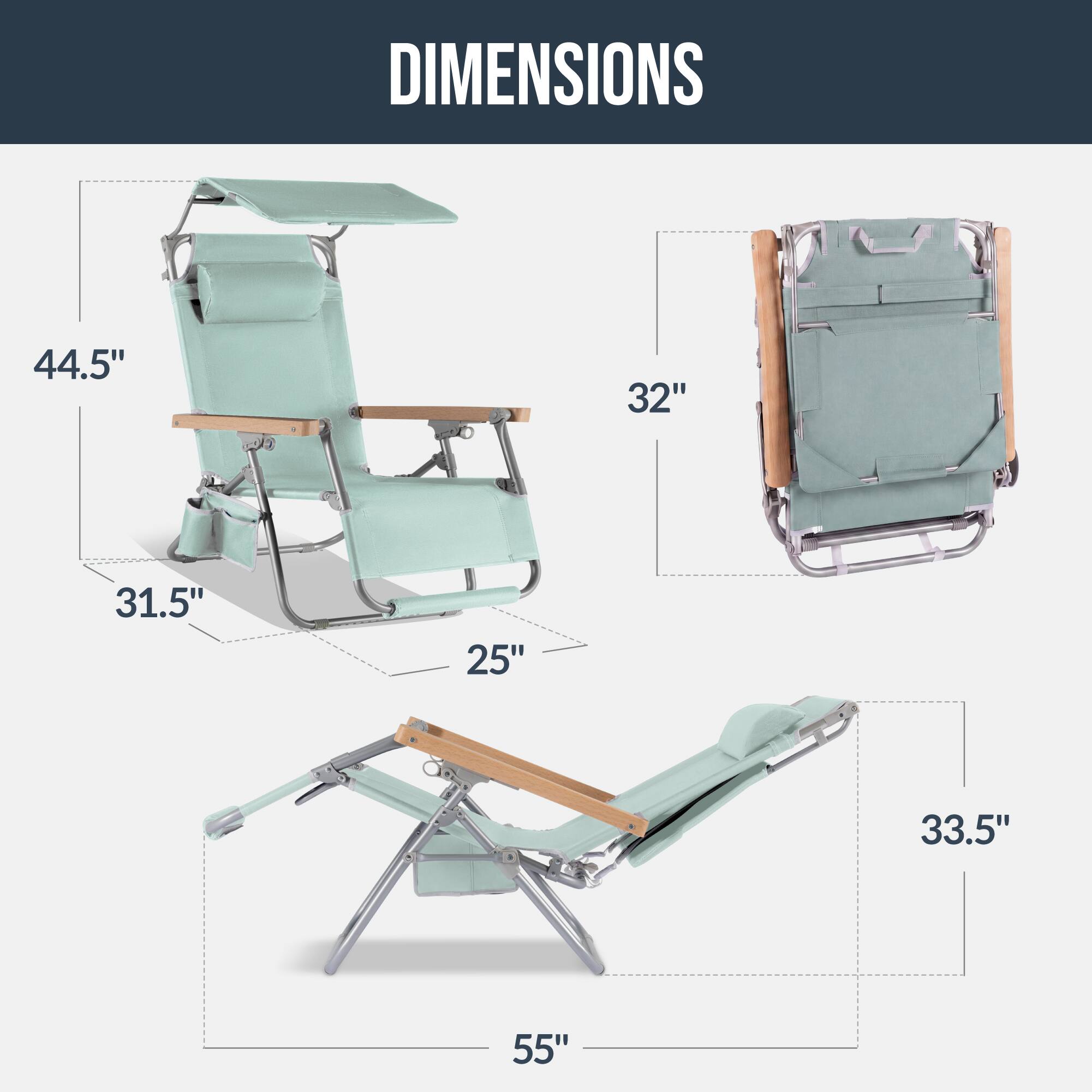 DIMENSIONS

44.5"  
32"  
31.5"  
25"  
33.5"  
55"