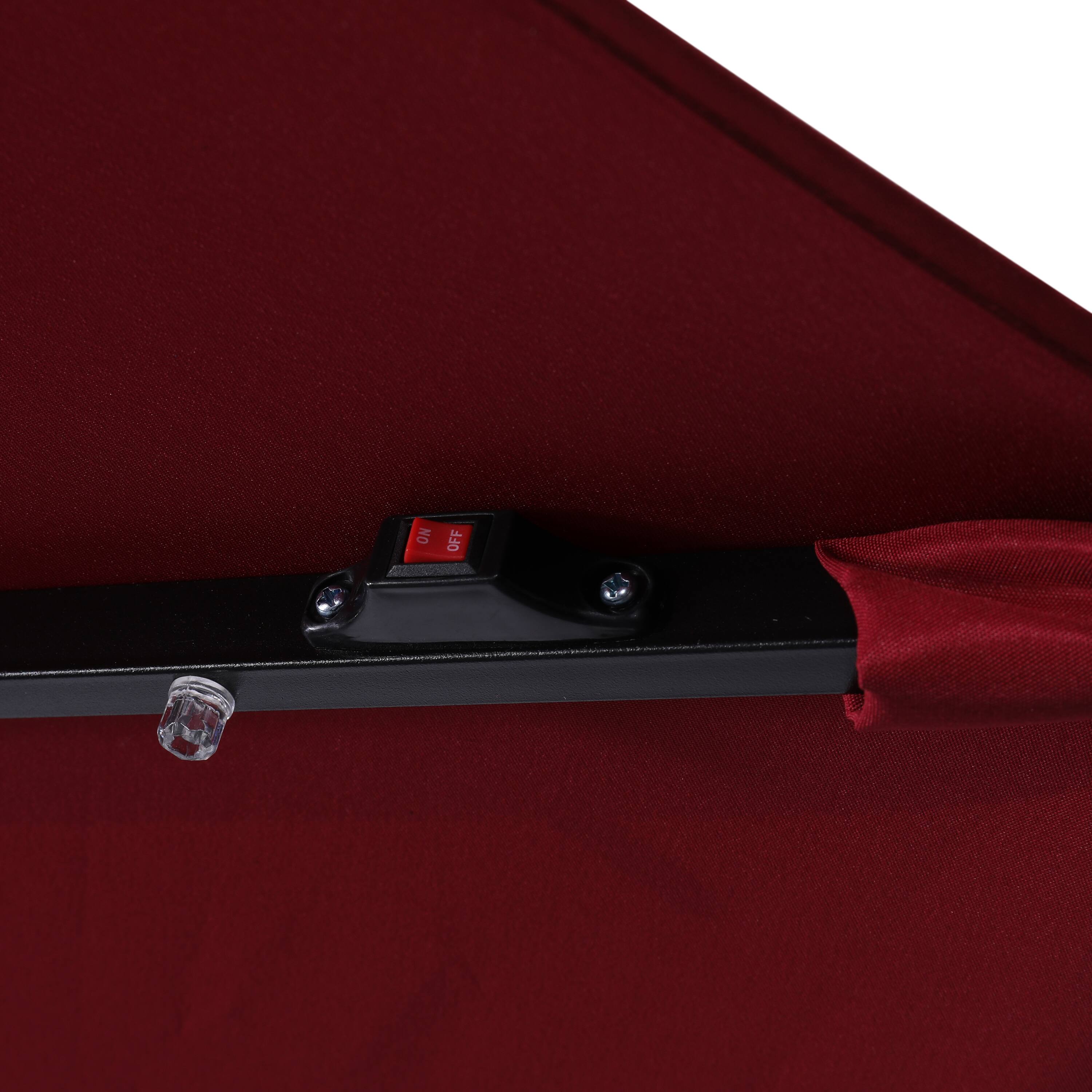 Alt View 8. Emma + Oliver - Hogan 9 FT Patio Umbrella with Solar LED Lights and Crank and Tilt Functions - Red.