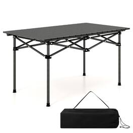 Gymax - Aluminum Camping Table for 4-6 People Folding Picnic Table w/ Carry Bag - Black