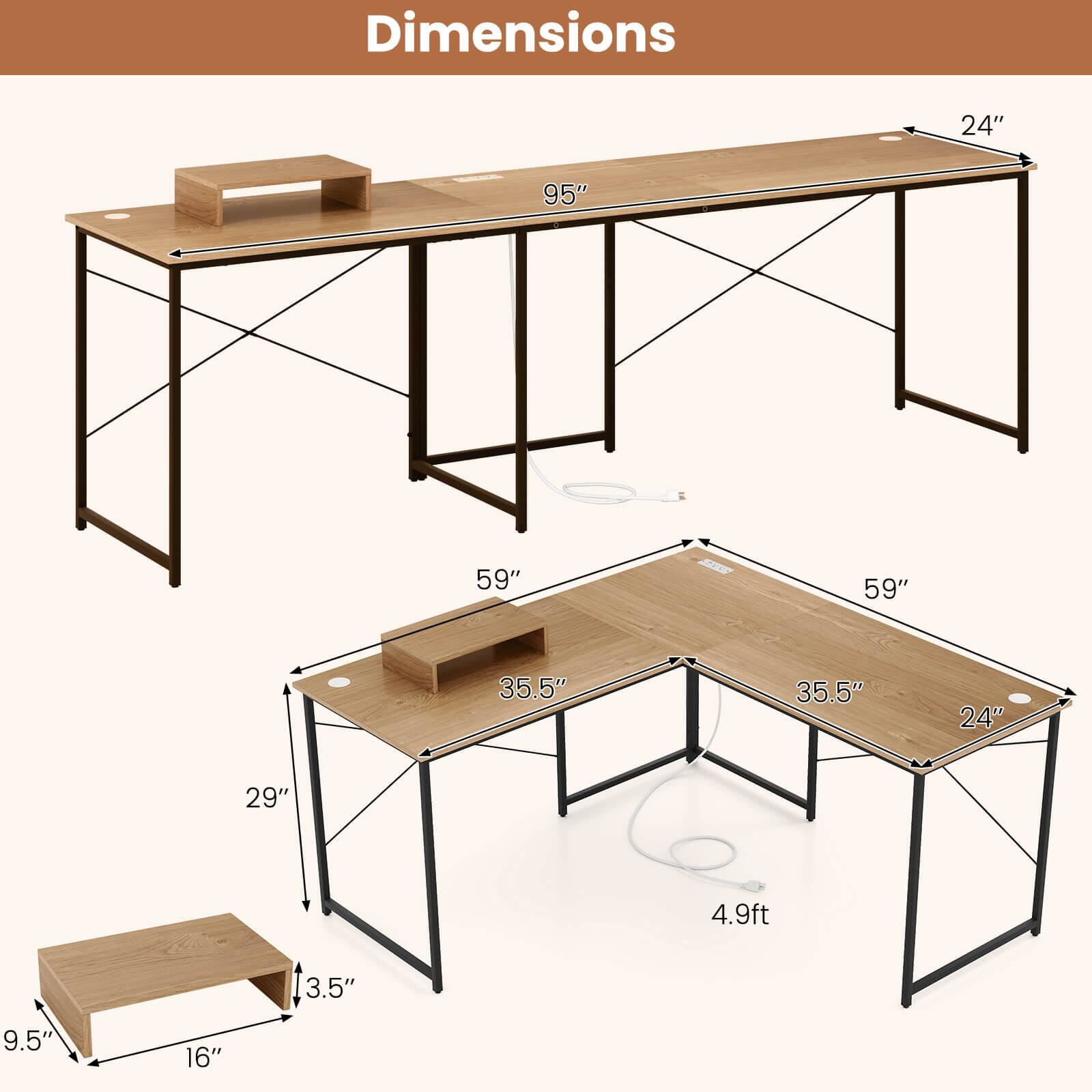 Dimensions: 24", 95", 59", 59", 35.5", 35.5", 24", 29", 4.9ft, 3.5", 9.5", 16"
