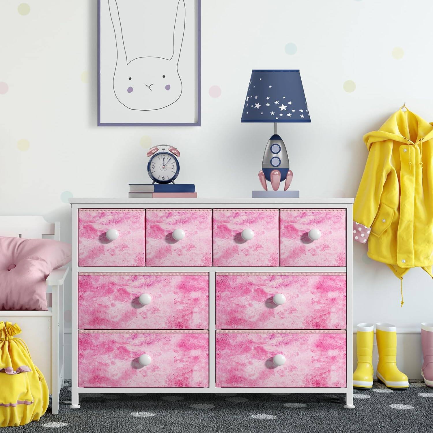 Alt View 6. Sorbus - Sorbus 8 Drawer Fabric Dresser for Bedroom, Hallway Fabric Bins - Tie dye pink.