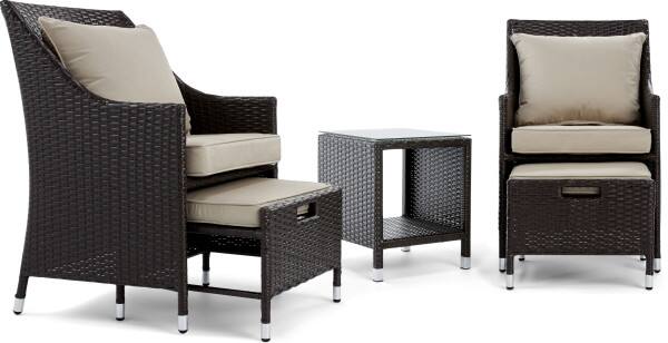 Left. Serta - Serta Laguna 5-Piece Outdoor Patio Furniture Set, Brown Wicker with Beige Cushions - Beige.