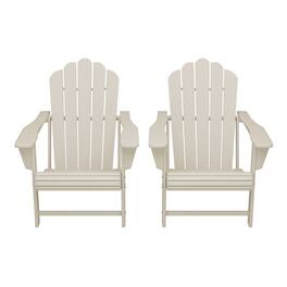 WestinTrends - Highland Outdoor Patio HDPE Adirondack Chairs With Cup Holders (Set of 2) - Sand