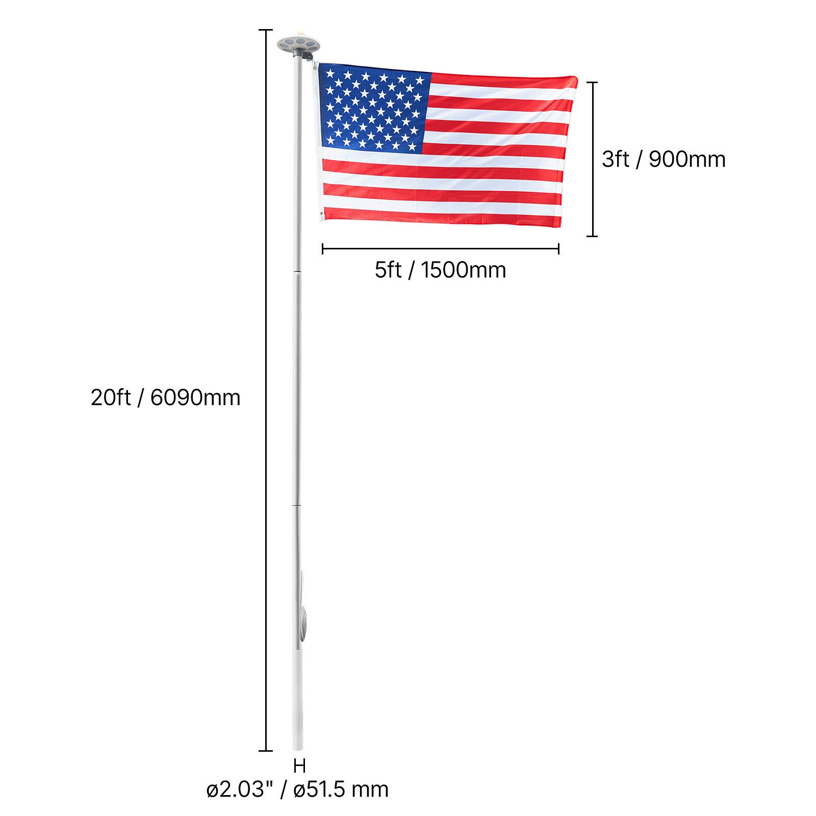 3ft / 900mm  
5ft / 1500mm  
20ft / 6090mm  
H 2.03" / 51.5 mm