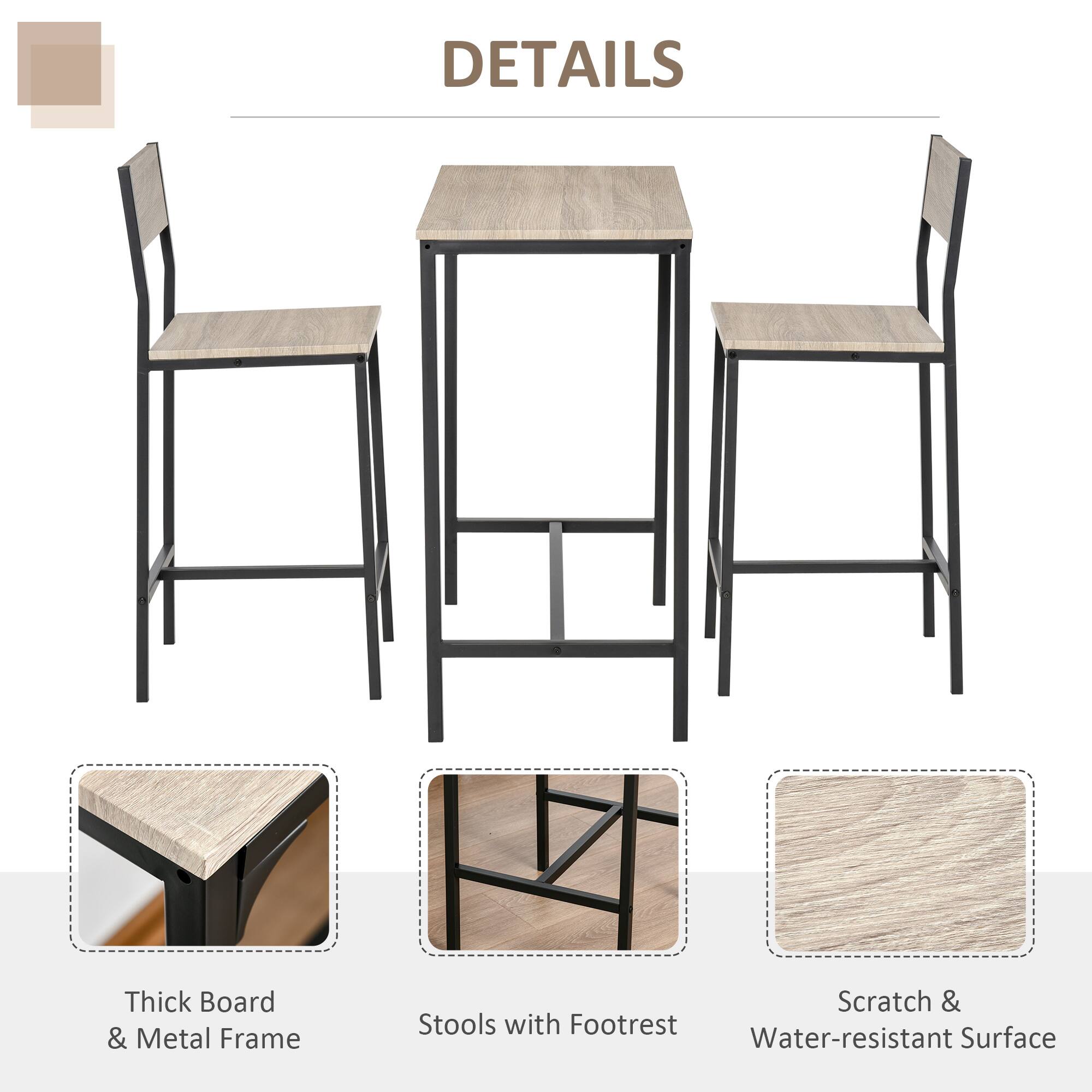 Thick Board & Metal Frame, Stools with Footrest, Scratch & Water-resistant Surface