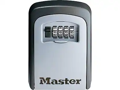 Front. Master Lock - 5-Key Combination Safe, Black/Silver - Black/Silver.