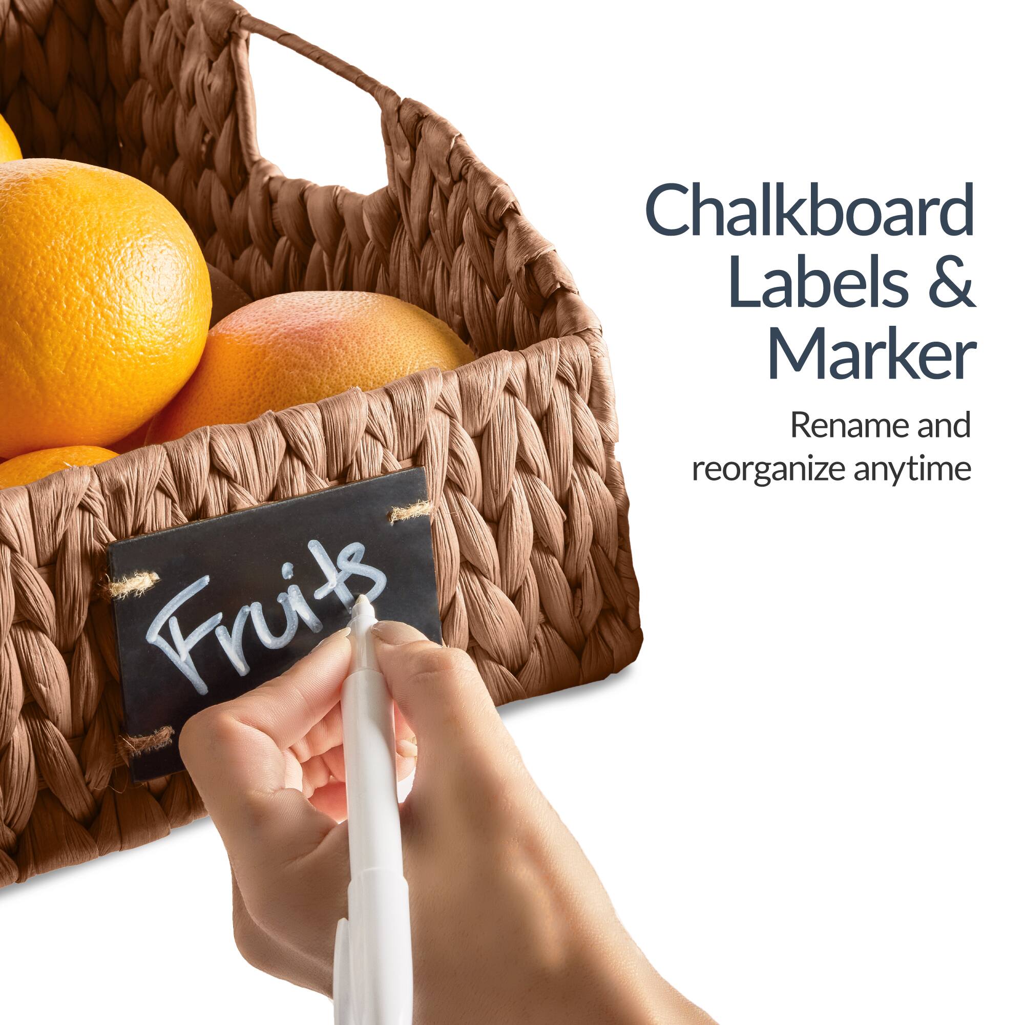 Fruits Chalkboard Labels & Marker  
Rename and reorganize anytime