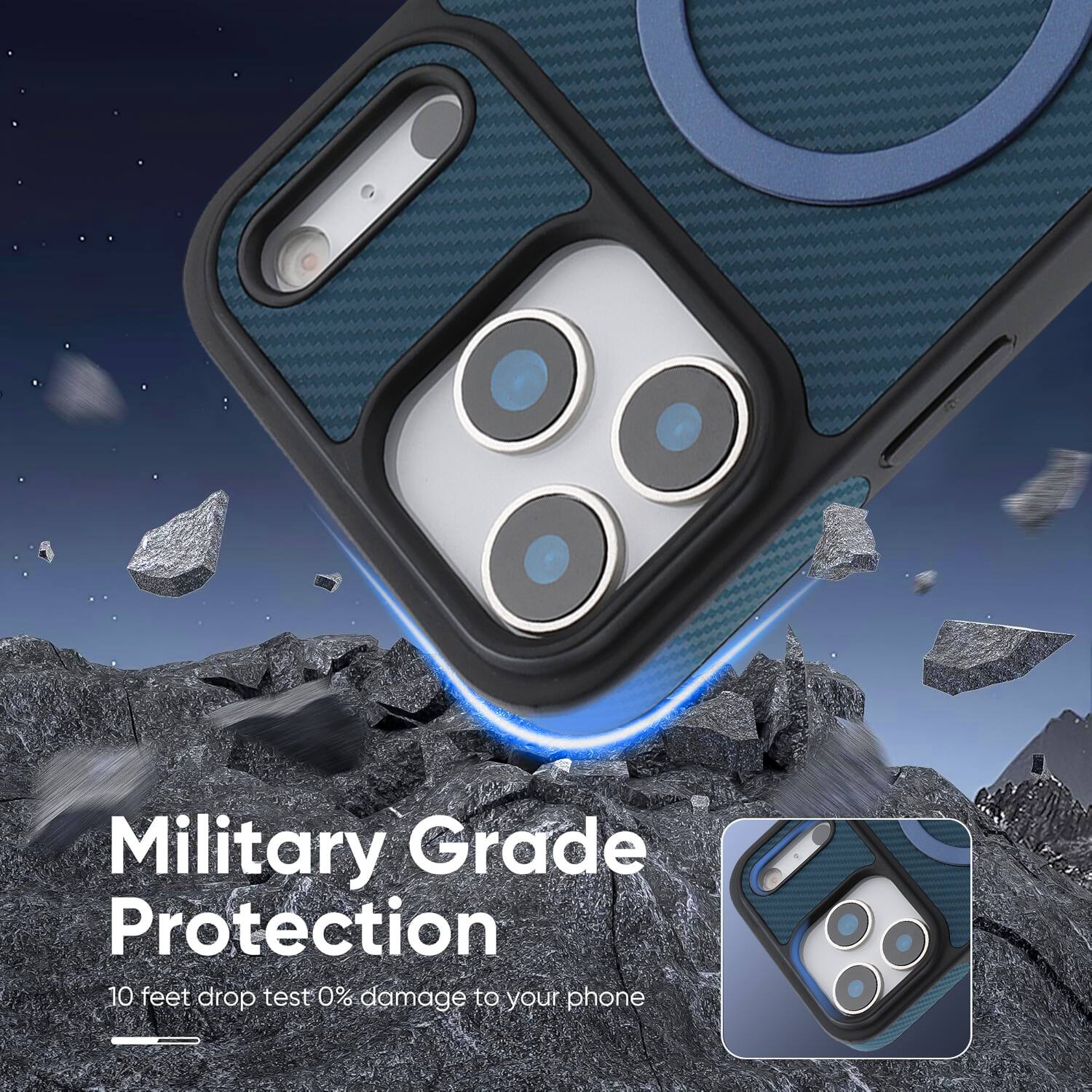 Military Grade Protection  
10 feet drop test 0% damage to your phone