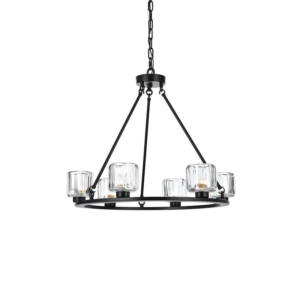 Left. Elegant Lighting - Cadence 26 Inch Chandelier In Black - Black And Clear.