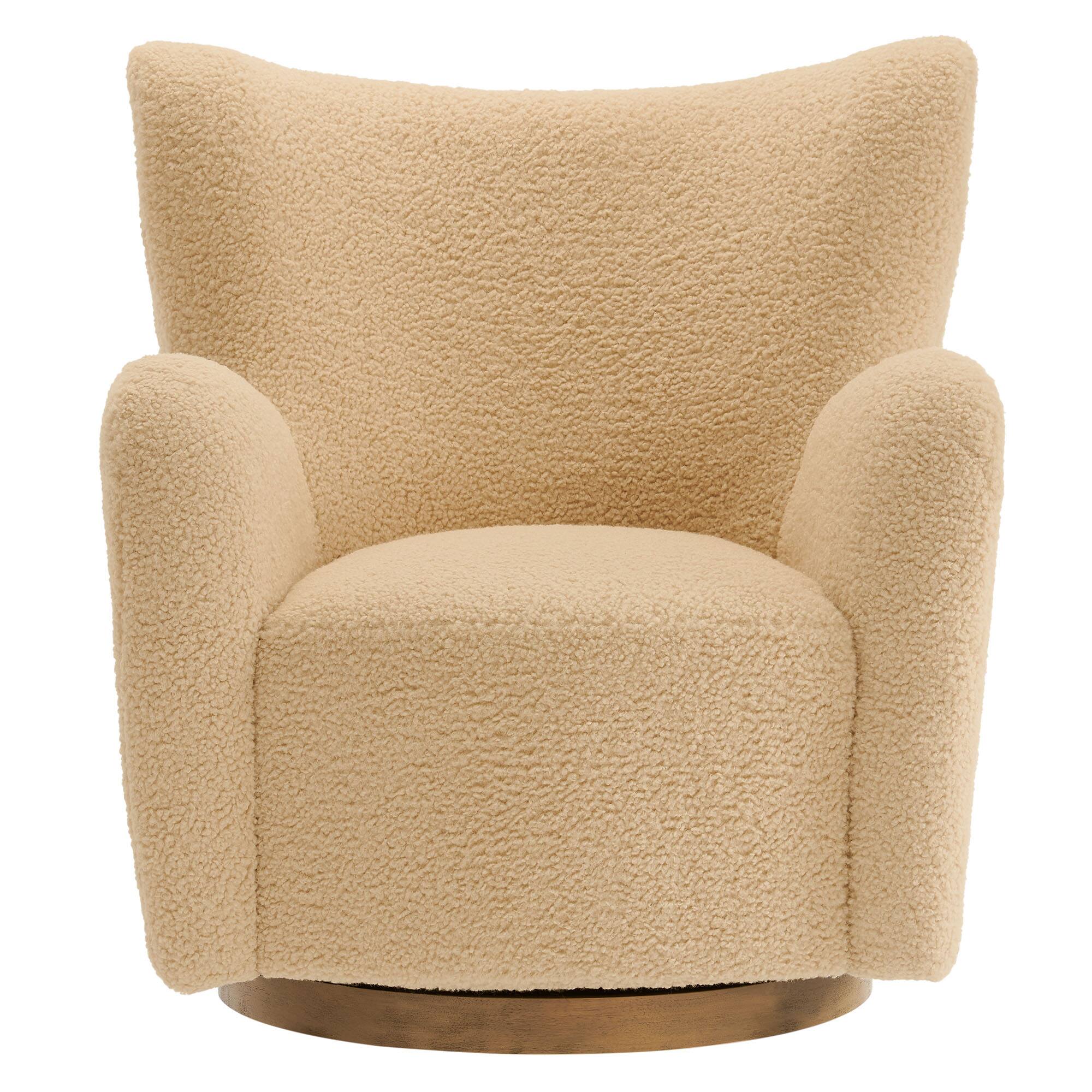 Alt View 4. Modway - Montrose Wingback Sherpa Swivel Accent Chair by Modway - Ivory Walnut.