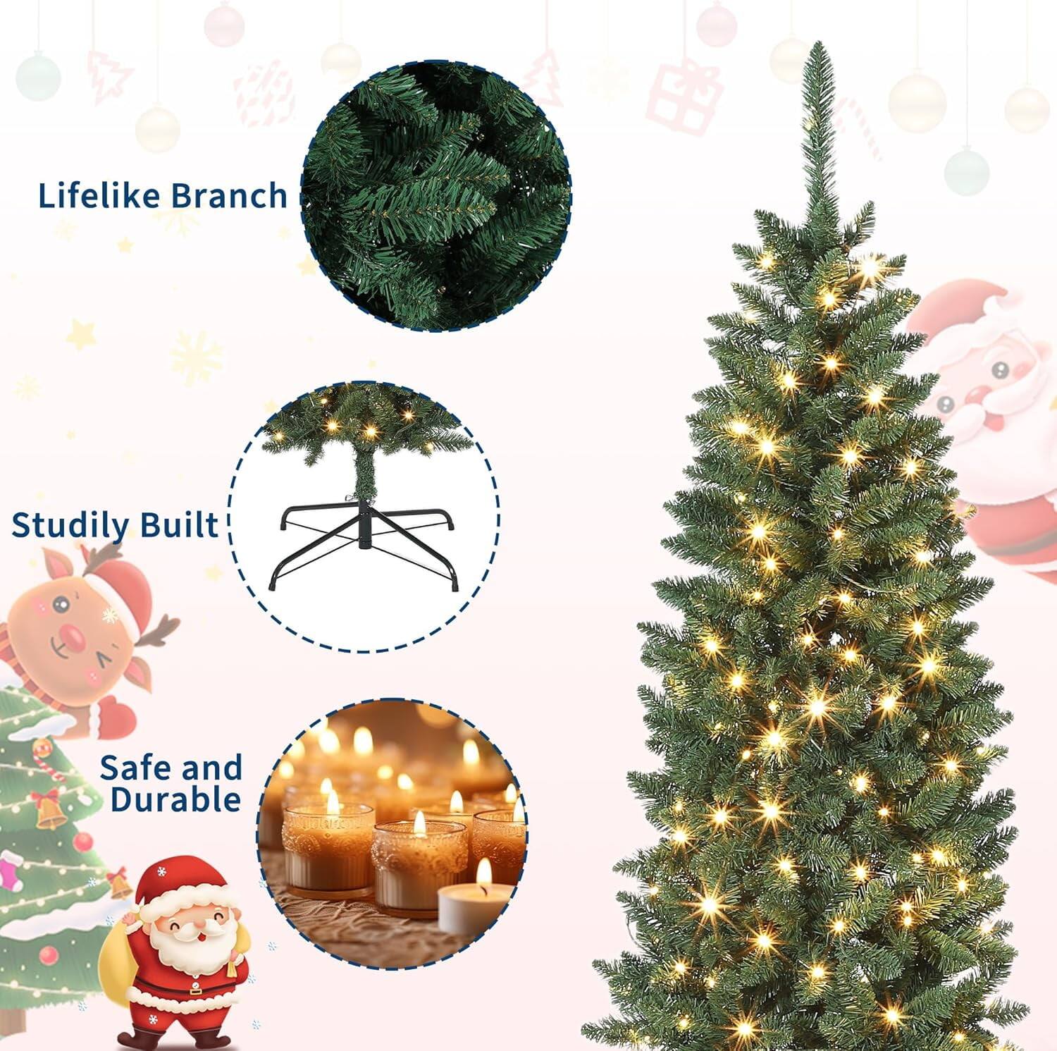 Alt View 4. Jojoka - 7.5FT cial Christmas Tree  Artificial Xmas Tree for Indoor Outdoor Christmas Decorations - 7.5ft.