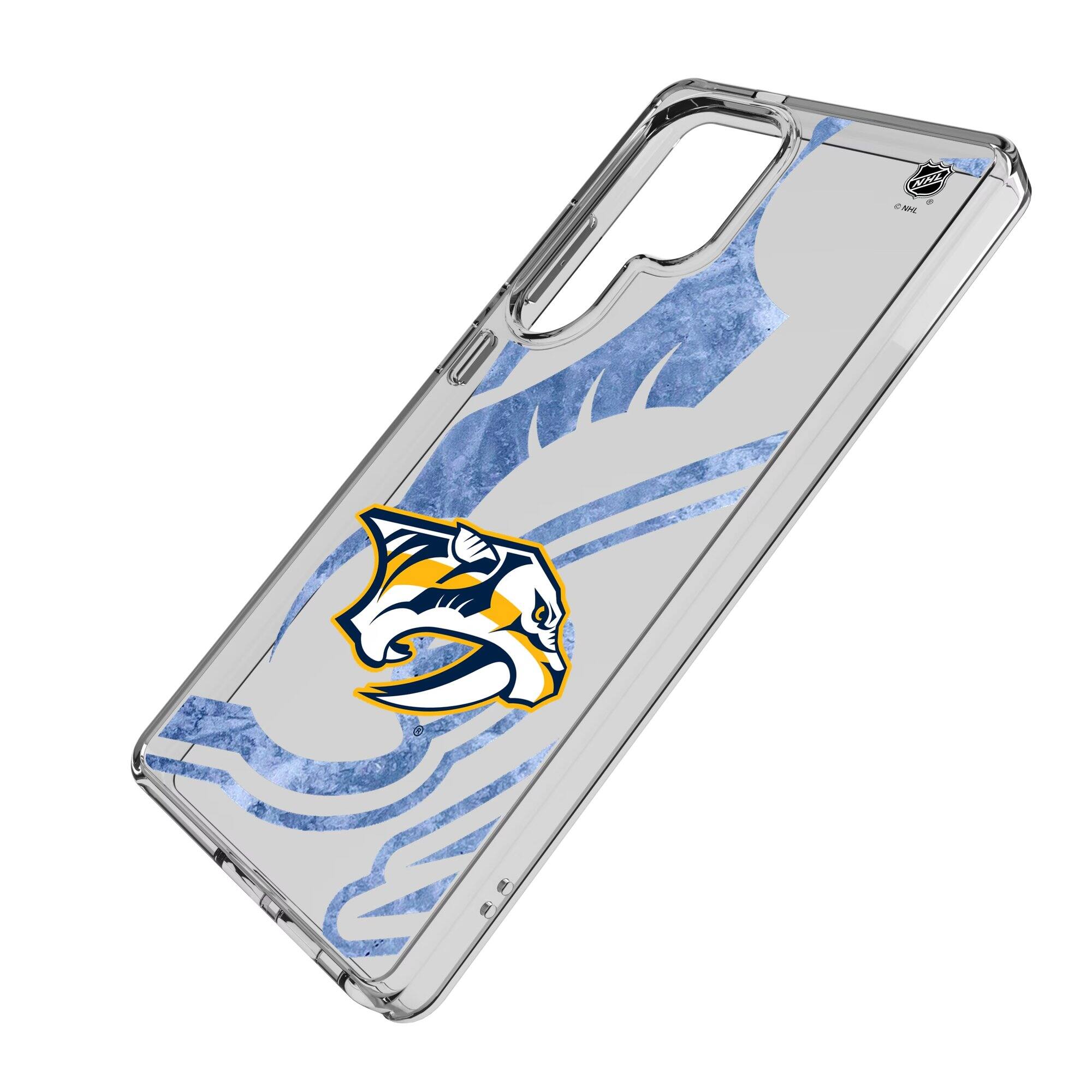 Alt View 1. Keyscaper - Nashville Predators Galaxy Clear Ice Case - S22 - Multicolor.