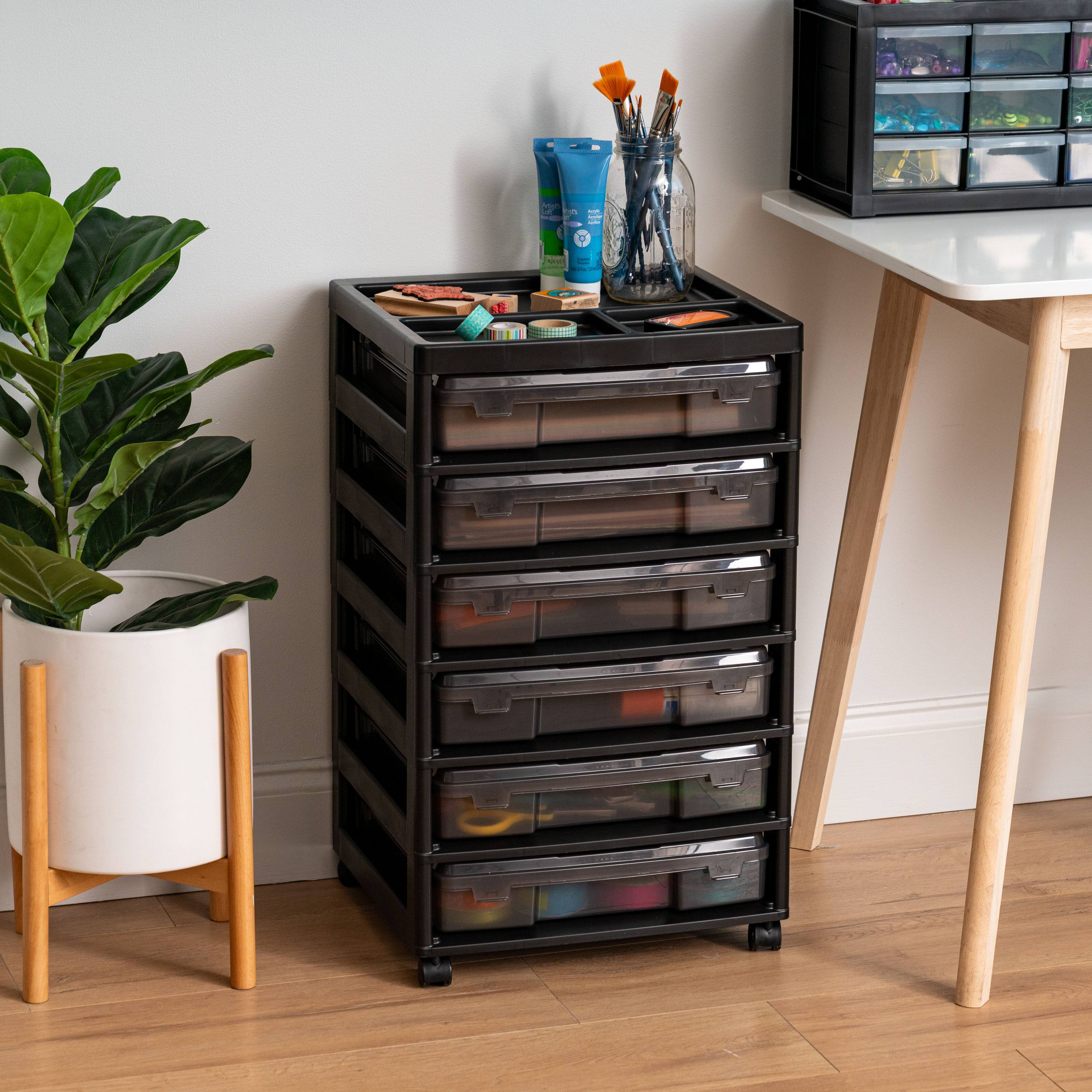Alt View 5. IRIS USA - IRIS 6-Tier Rolling Storage Cart with organize for Craft Supplies, 6 Cases w/Built in Handle, Gray - Gray.