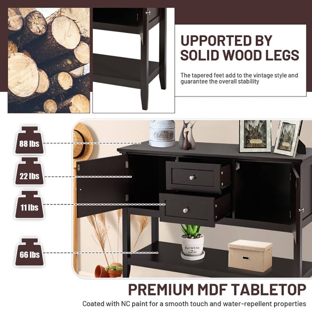 SUPPORTED BY SOLID WOOD LEGS  
The tapered feet add to the vintage style and guarantee the overall stability  

88 lbs  
22 lbs  
11 lbs  
66 lbs  

PREMIUM MDF TABLETOP  
Coated with NC paint for a smooth touch and water-repellent properties