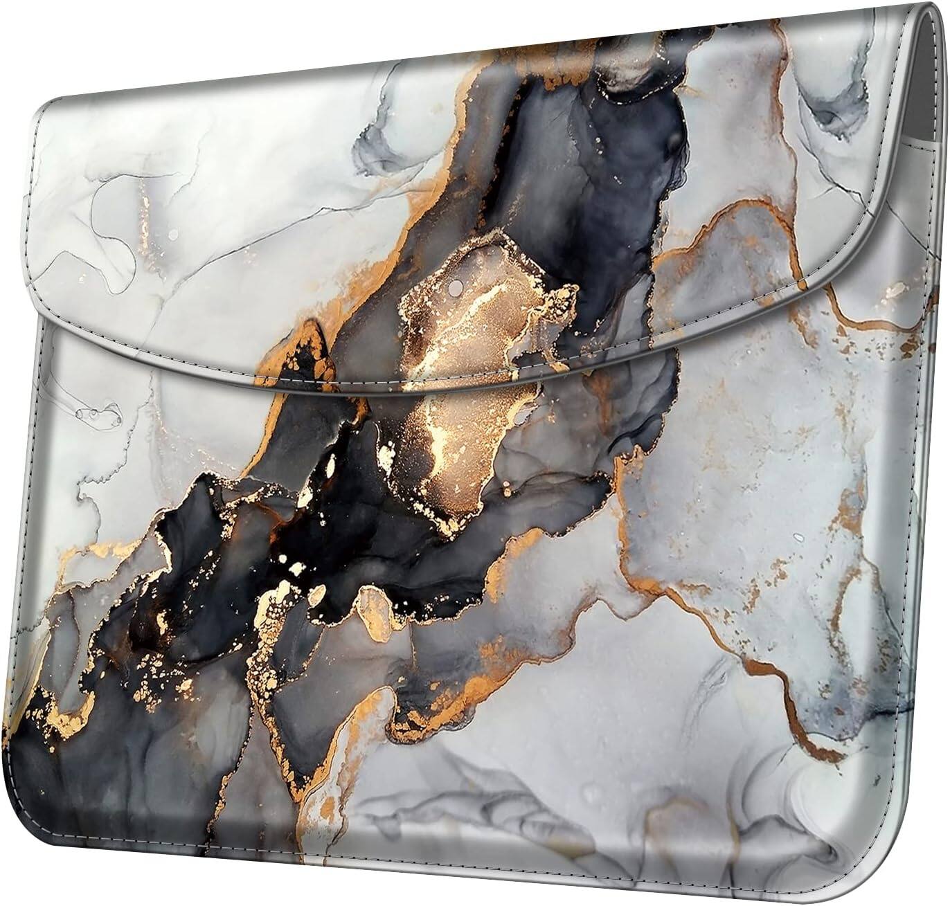 Front. Fintie - Sleeve Case for Microsoft Surface Go 4/3/2/1 (2023/2021/2020/2018) Slim Fit Premium Vegan Leather Cover with Stylus Loop - Cloudy Marble.