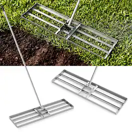 Costway - 36" x 10" Large Lawn Leveling Rake with 67" Handle, Non-slip Grip, Flat Head - Silver