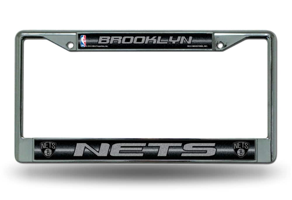 Rico Industries - Brooklyn Nets Standard Size Chrome License Plate Frame - It Sparkles - Multi