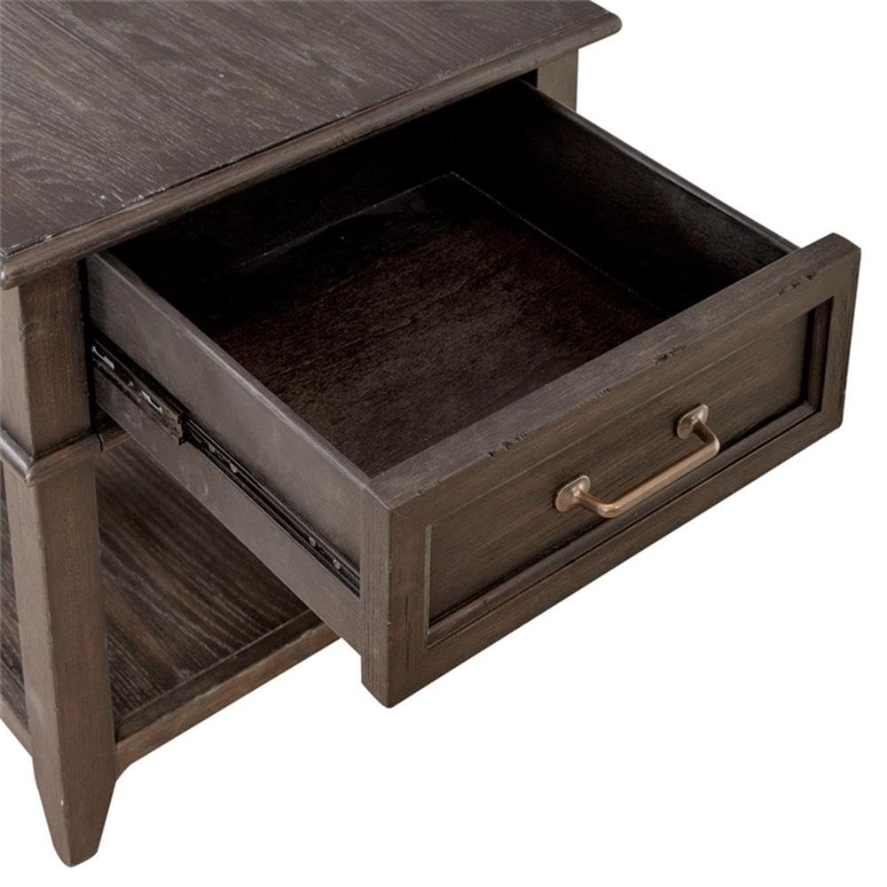 Alt View 4. Liberty Furniture Industries - Mill Creek Drawer End Table in Peppercorn - Brown.