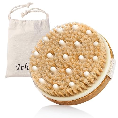 DORLUKFU - Body Brush Dry Brushing Bath Brush Gentle Skin Exfoliate Massage Scrub 100% Nature Boar Bristles Bamboo Wood Improve