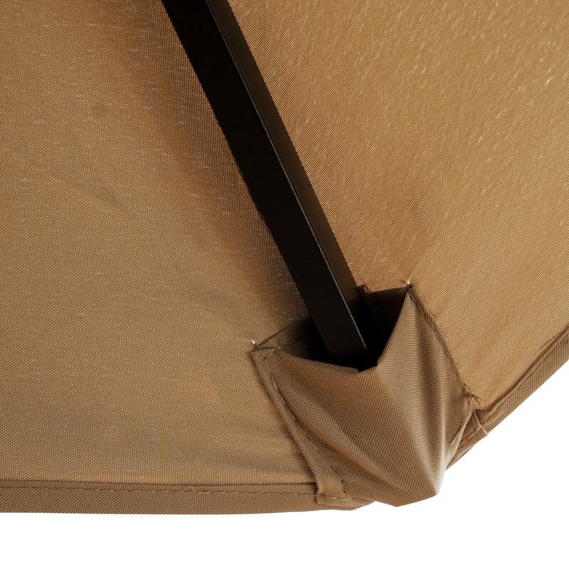 Alt View 8. LeisureMod - Willry Solar Powered Patio LED Umbrella with Crank and Powder Coated Metal Frame - Beige.