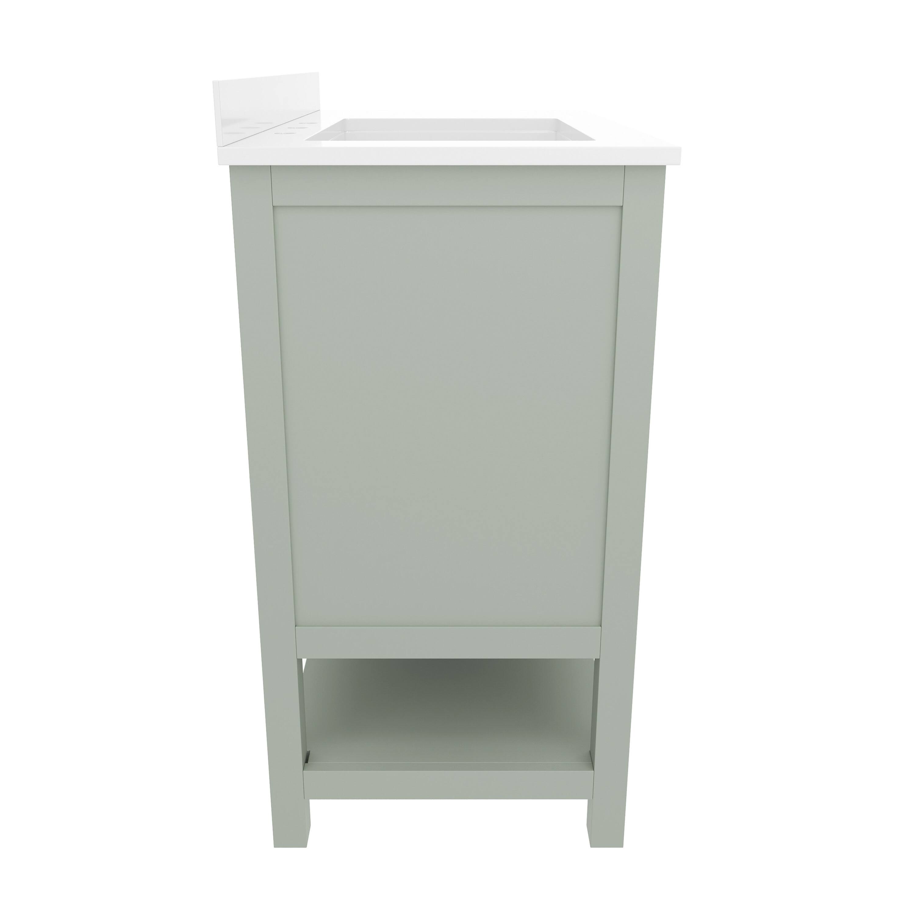 Left. Flash Furniture - Vega 36 Inch Bathroom Vanity with Sink, Storage Cabinet with Soft Close Doors, Open Shelf and 3 Drawers, Carrara Marble - Green.