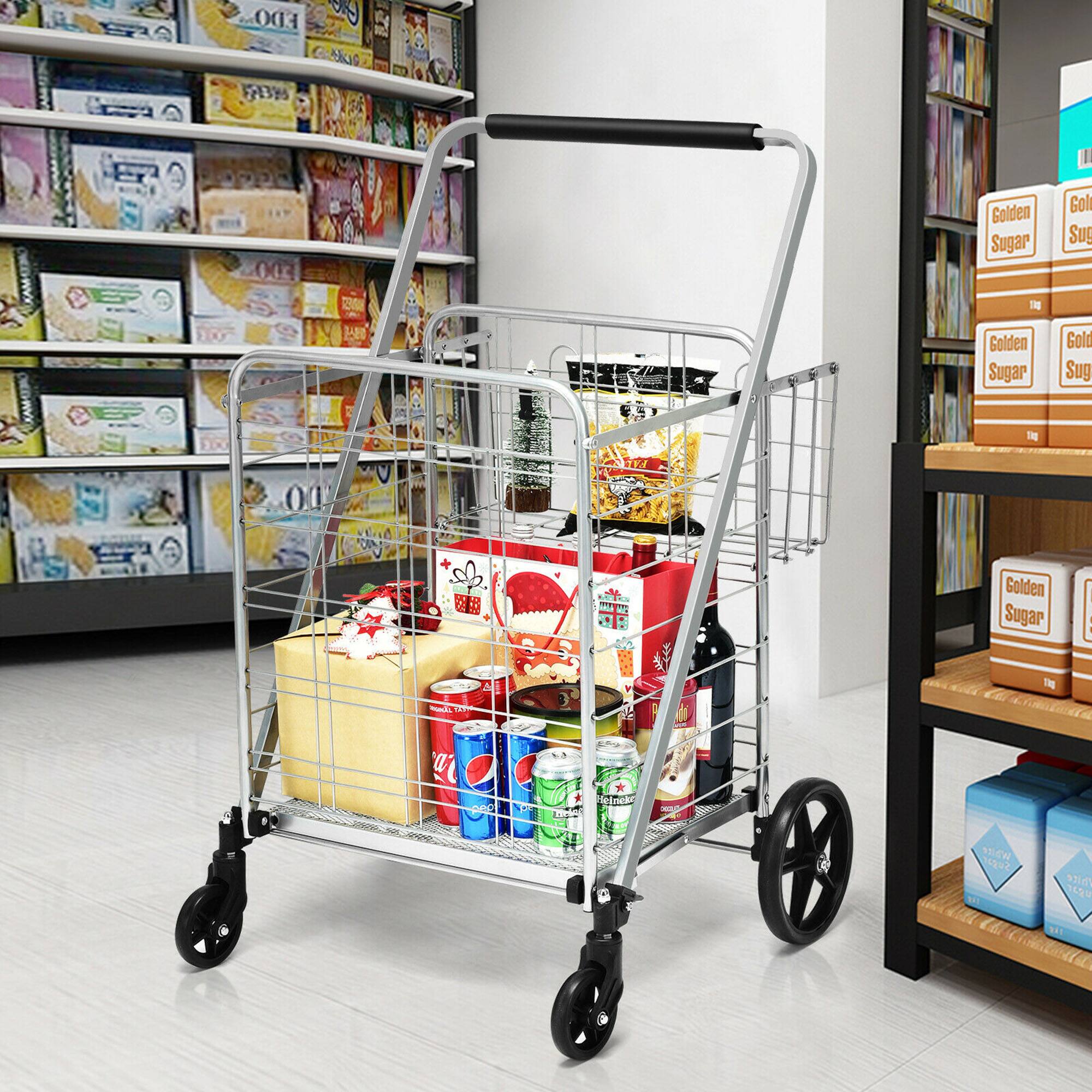 The image features a shopping cart filled with various items, including Golden Sugar. The cart is located in a grocery store, surrounded by shelves of books. The items in the cart include Golden Sugar, which is placed among other products. The cart is positioned in front of the shelves, making it easy for customers to access and purchase the items.