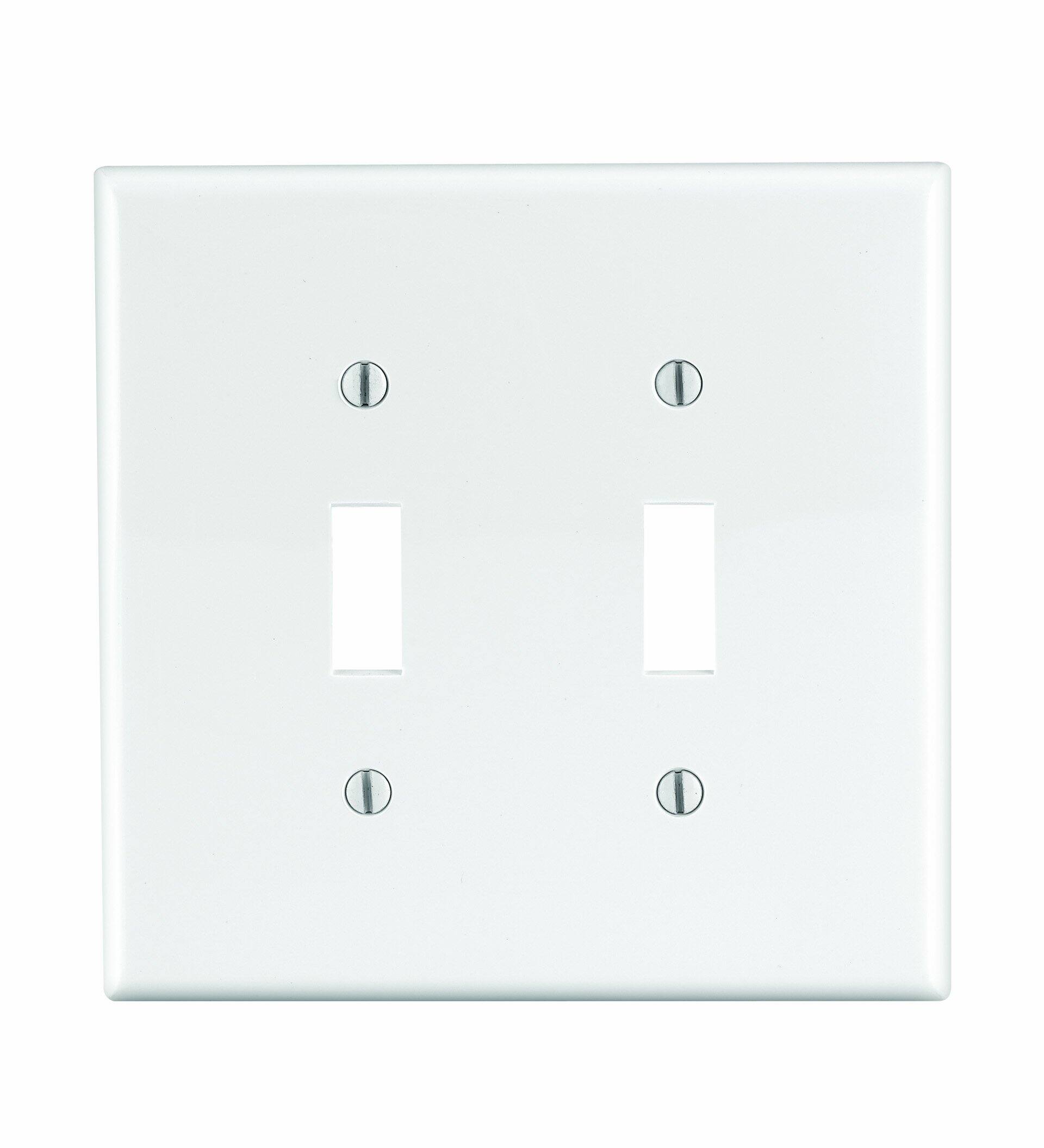 Front. Leviton - Leviton White 2 gang Nylon Toggle Wall Plate 1 pk (Case of 25) - White.