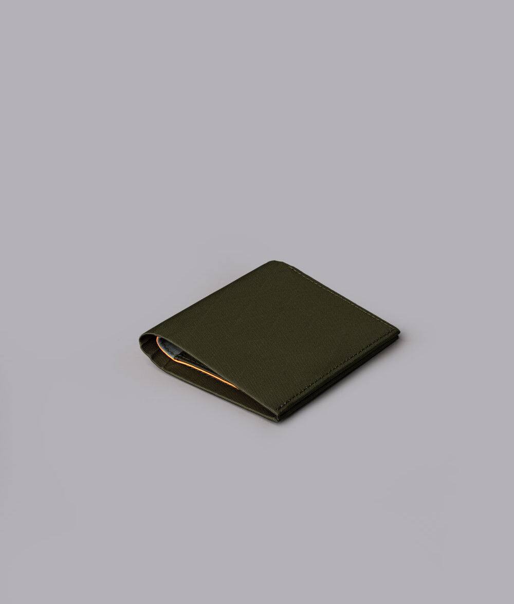 Angle. ALPAKA - Ark Bifold Cash Wallet - Wallet for Men,Slim Design with RFID Protection - Olive Green X-Pac X42.