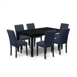 East West Furniture - 7 Piece Dinner Table Set contain A Kitchen Table - Black