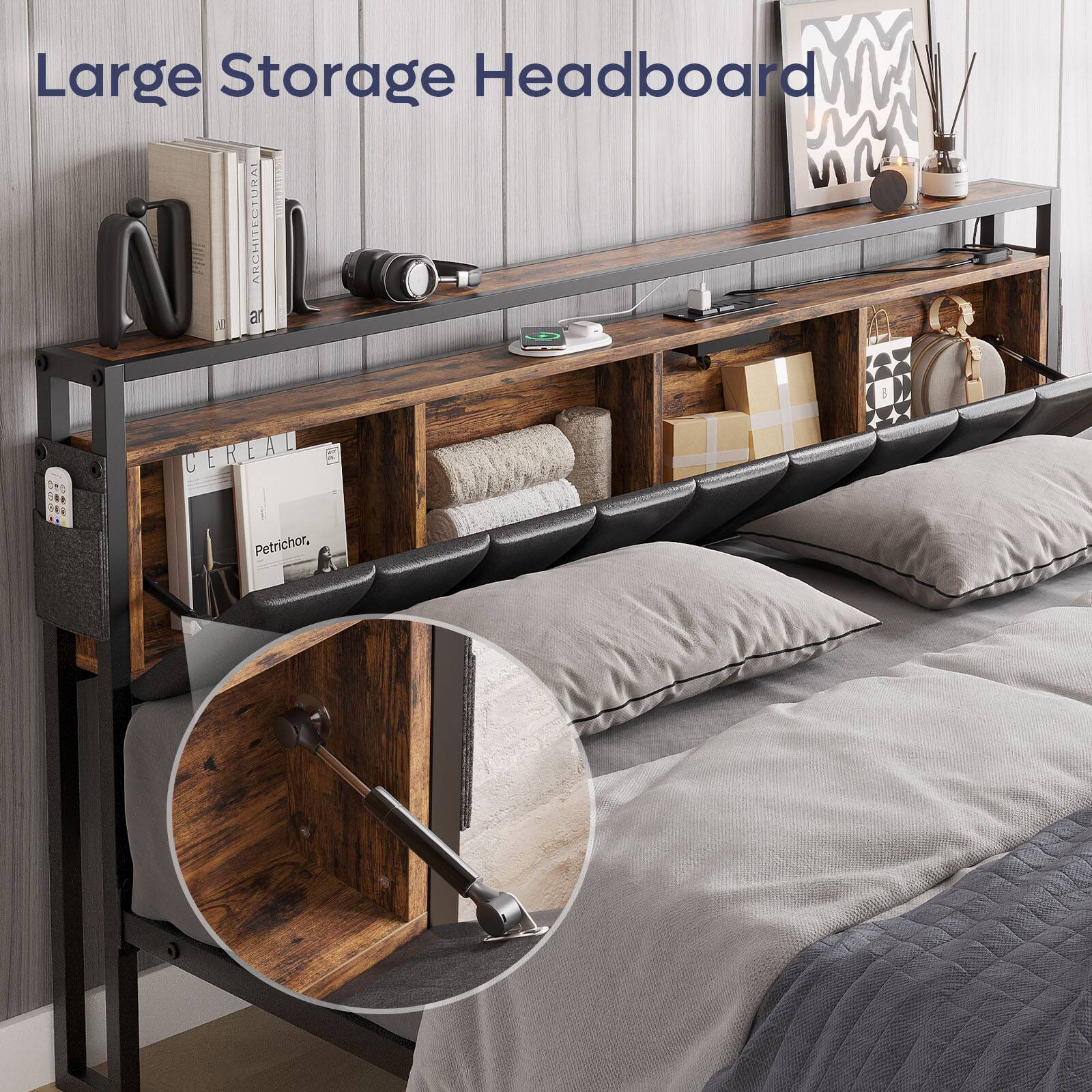 Large Storage Headboard, Petrichor, Architectural, Cereal