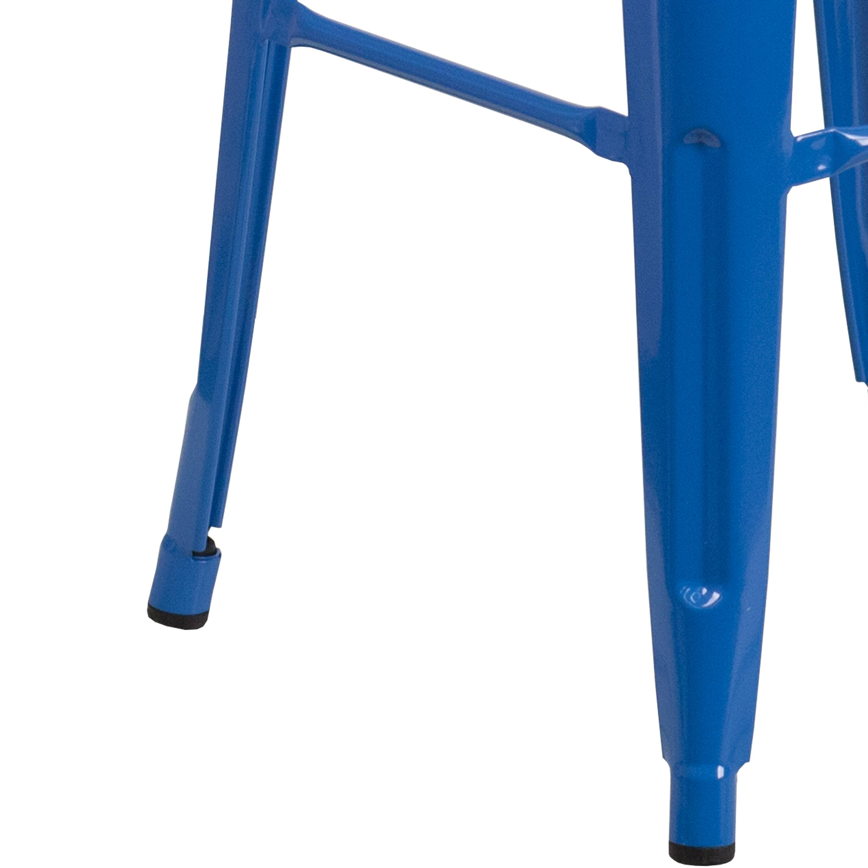 Alt View 5. Emma + Oliver - 30"H Backless Metal Barstool with Wood Seat - Blue.