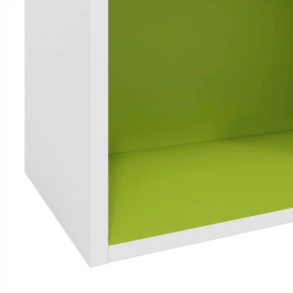 Alt View 2. FurniFact - Open Shelf Bookcase with Engineered Wood Construction for Storage - Green/White.