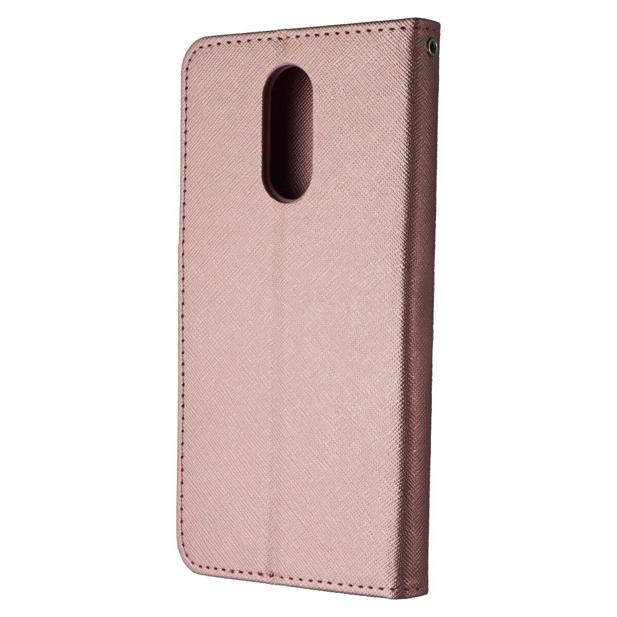 Front. Mybat - MyBat MyJacket Wallet CrossGrain Case for LG Stylo 4 - Rose Gold - Pink.
