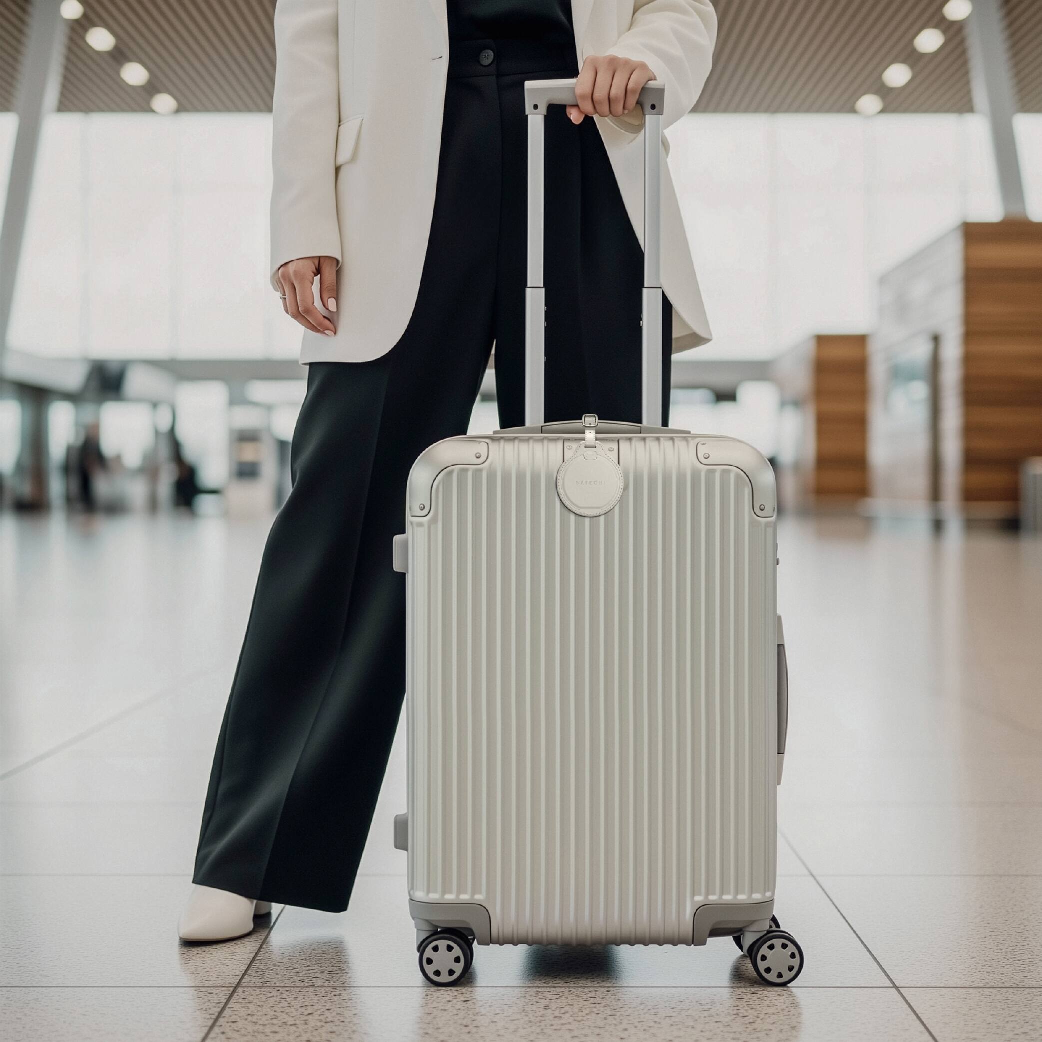 Alt View 7. Satechi - FindAll Smart Luggage Tag with Find My, TSA-Friendly, Airport Tracking, Wireless Charging, Works with iPhone, iPad, Mac - Sand.