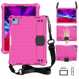 Dteck - For Apple iPad (A16) 11" 2025 2025 / 10th 2022 Rugged Kid Case Shockproof Safe EVA Hand Grip Cover With Crossbody Strap - Rose