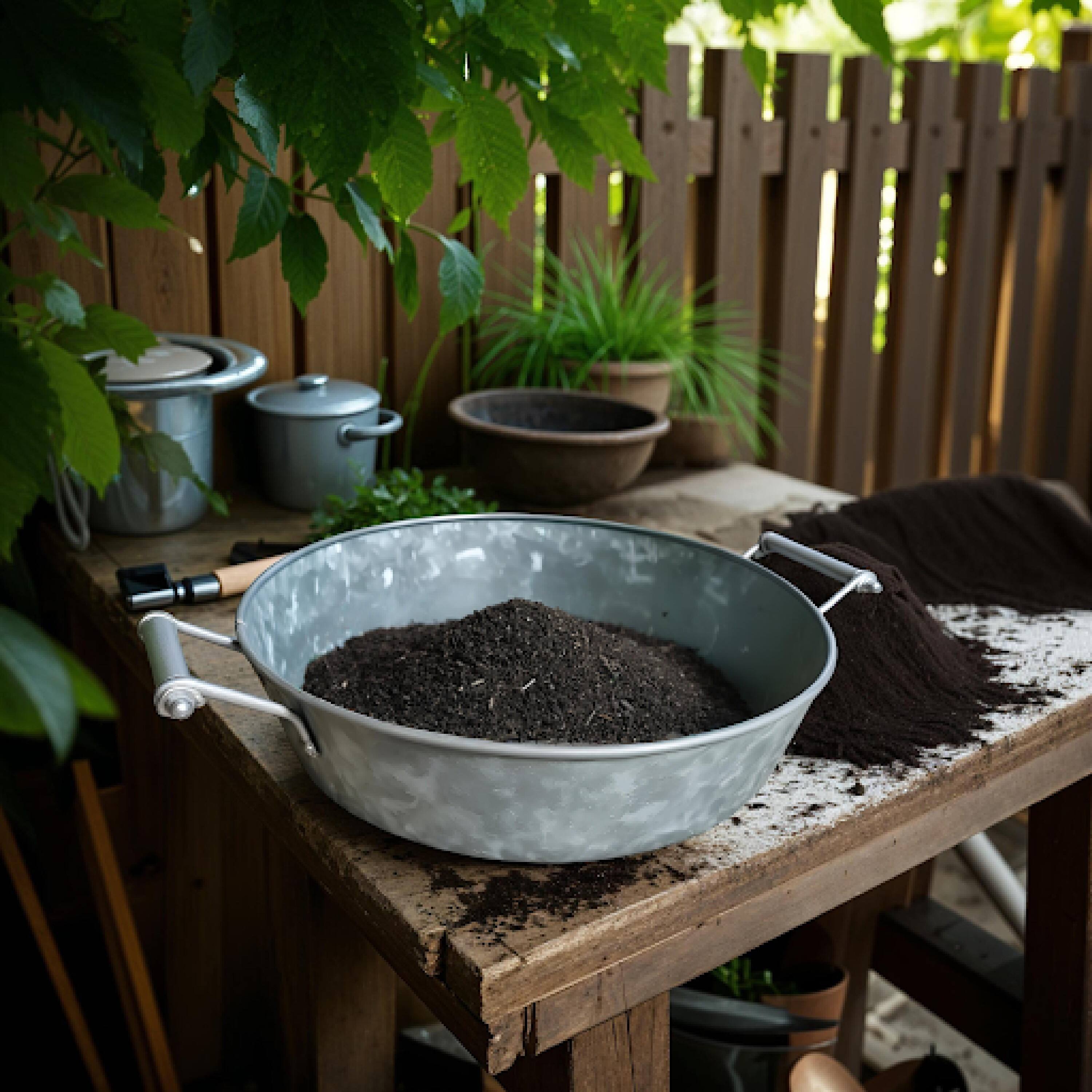 Alt View 5. Manhattan Lane - Round Galvanized Steel Compost Sifter with Wire Mesh Design Base - Silver.