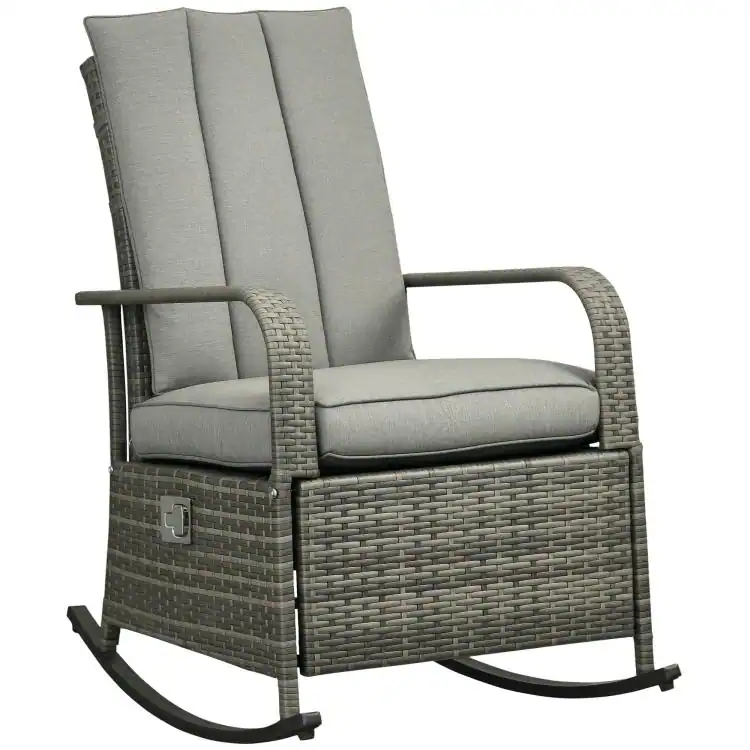 Pe Rattan PULUZ PE Rattan Rocking Recliner with Footrest Gray - Best Buy