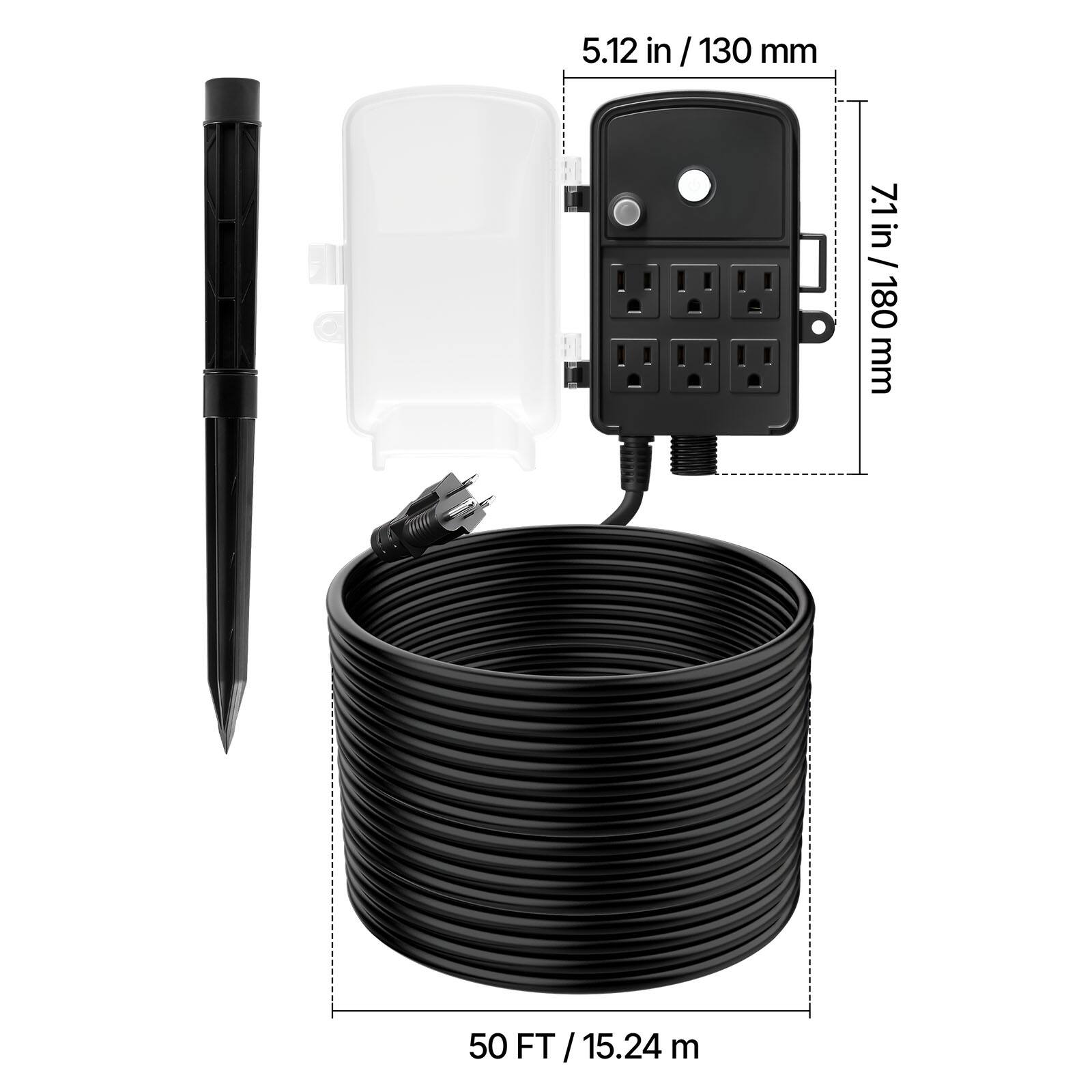 5.12 in / 130 mm  
7.1 in / 180 mm  
50 FT / 15.24 m
