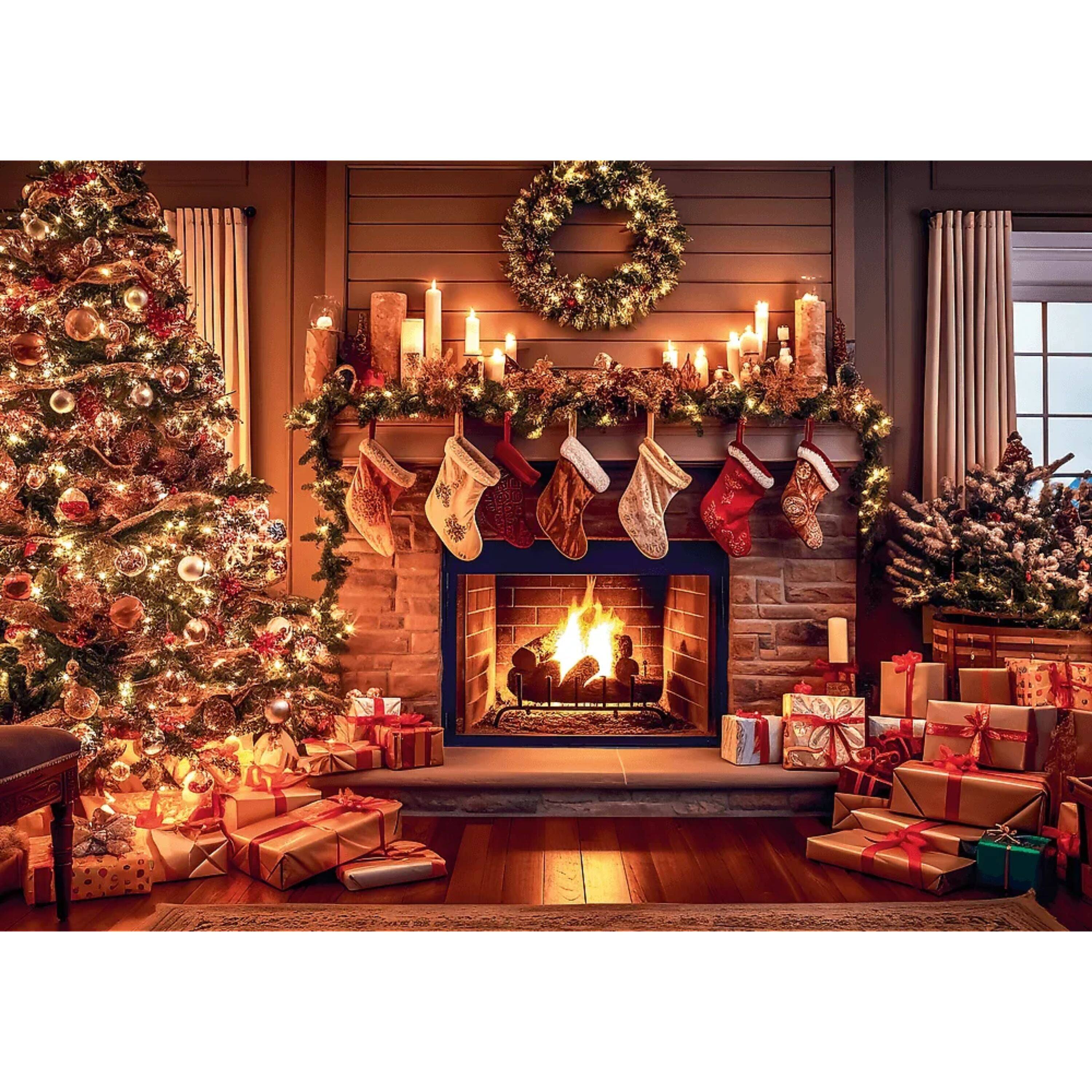 Alt View 1. Trefl - Trefl Red Holiday Greeting A Warm Winter Night 1000 Piece Puzzle.