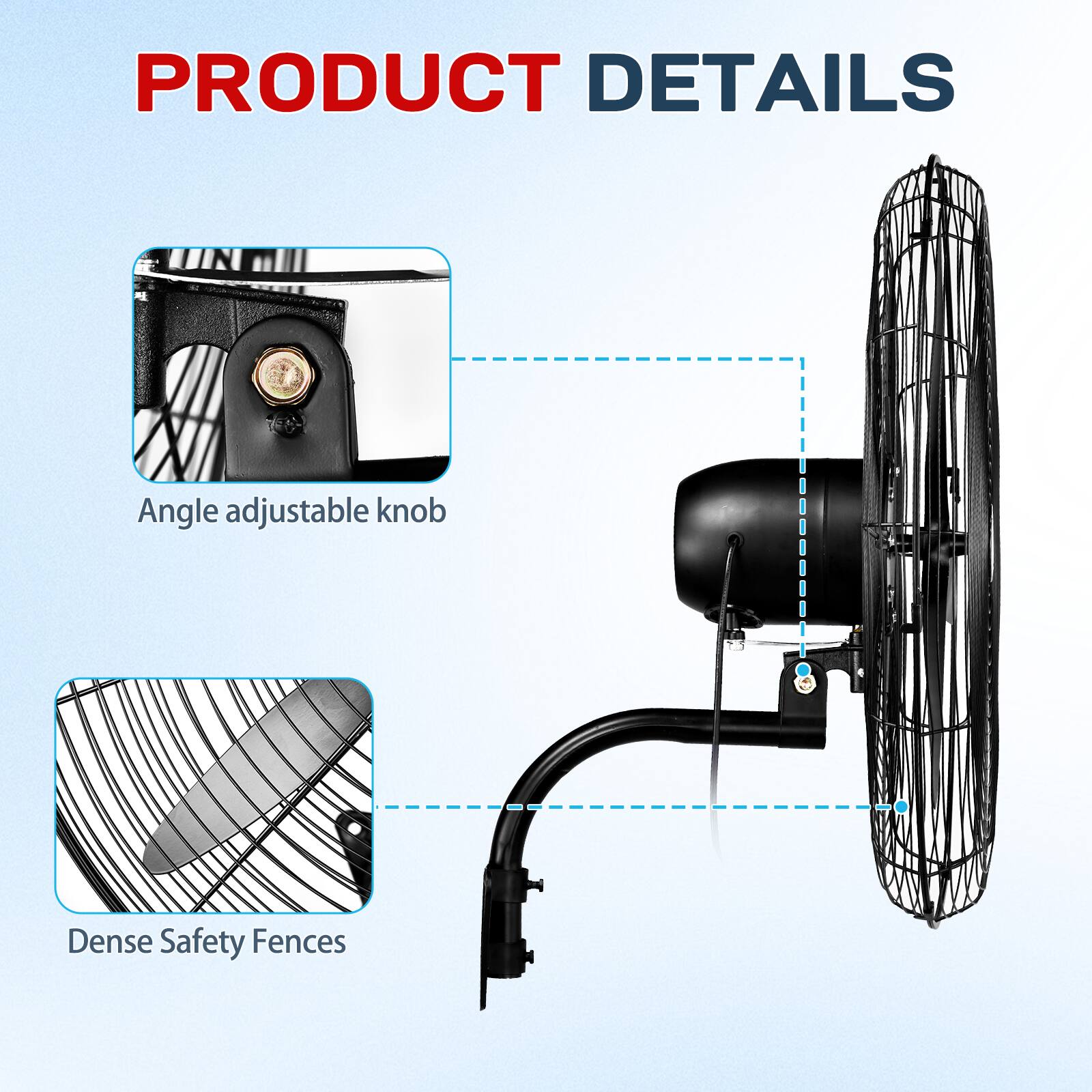 PRODUCT DETAILS

- Angle adjustable knob
- Dense Safety Fences