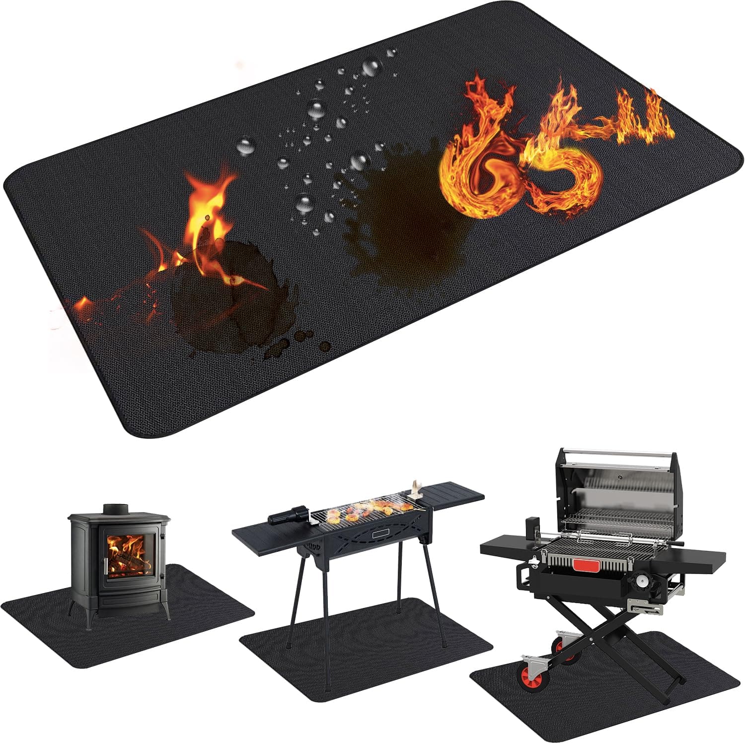 Reds Spade - Grill Mats For Outdoor Fits Grills Smokers Griddles And Charcoal Flat Top Deck Patio Protector 【Powerful Pr - 65x48