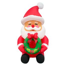 GOOSH Inflatables - GOOSH 5.2FT Santa Holding Wreath Inflatable with LED Lights for Outdoor Christmas Décor - Red