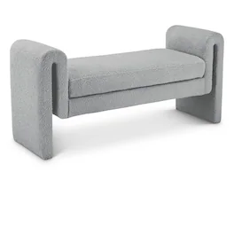 Meridian Furniture - Stylus Grey Boucle Fabric Bench - Gray
