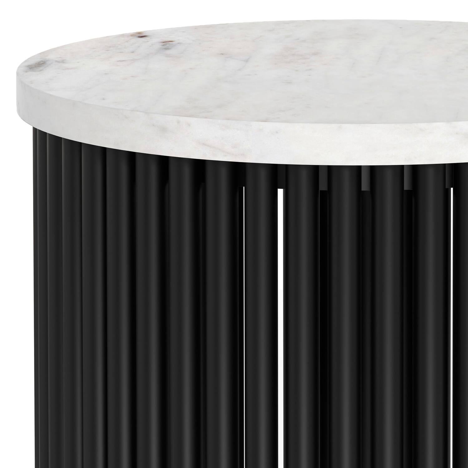 Alt View 2. Simpli Home - Demy 18 inch Industrial Metal Accent Table in White Genuine Marble & Black Metal, Assembled - White Marble / Black.