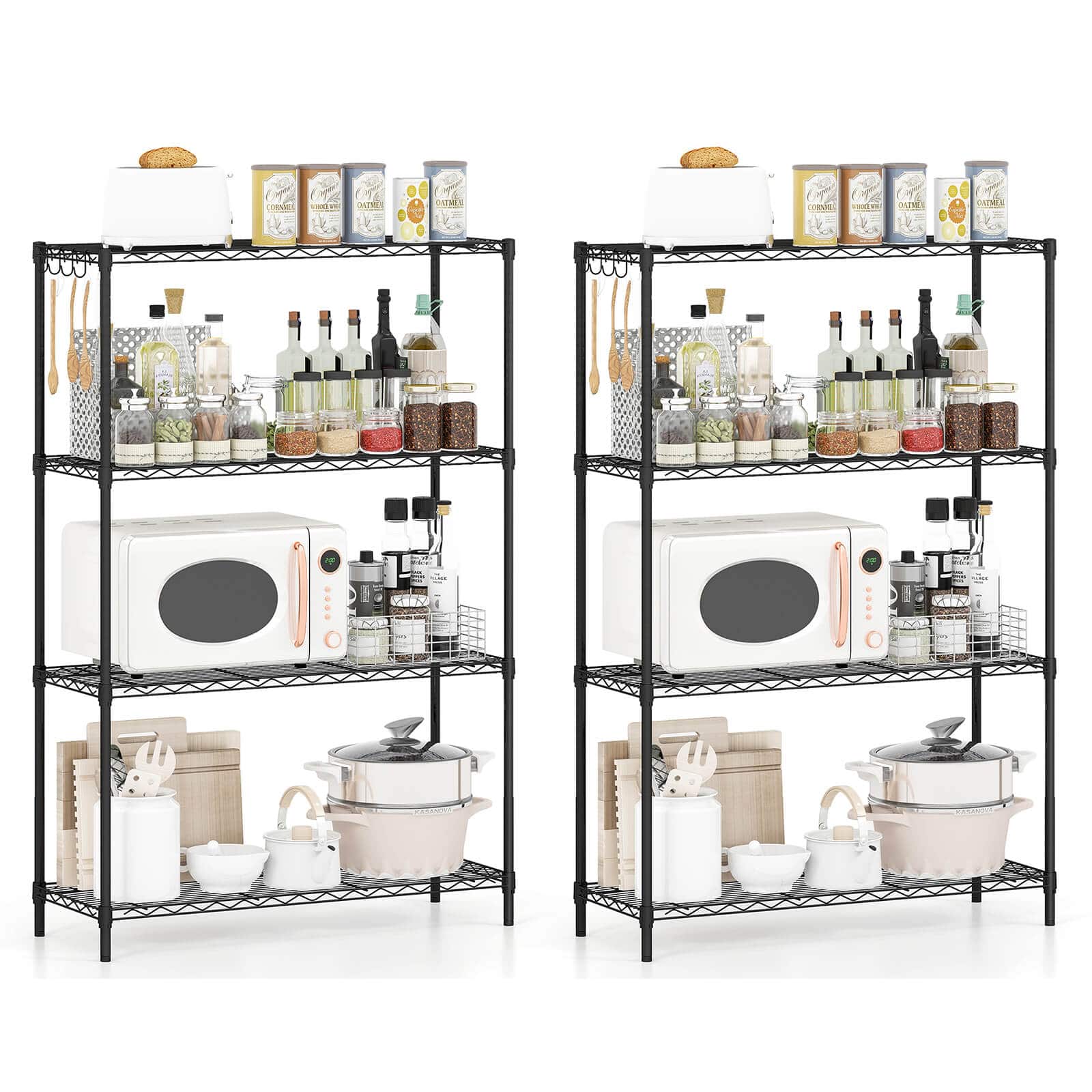 Costway - 2 PCS Metal Storage Shelving Unit, 1000 LBS Storage Organizer with V-Shaped Rack - Black